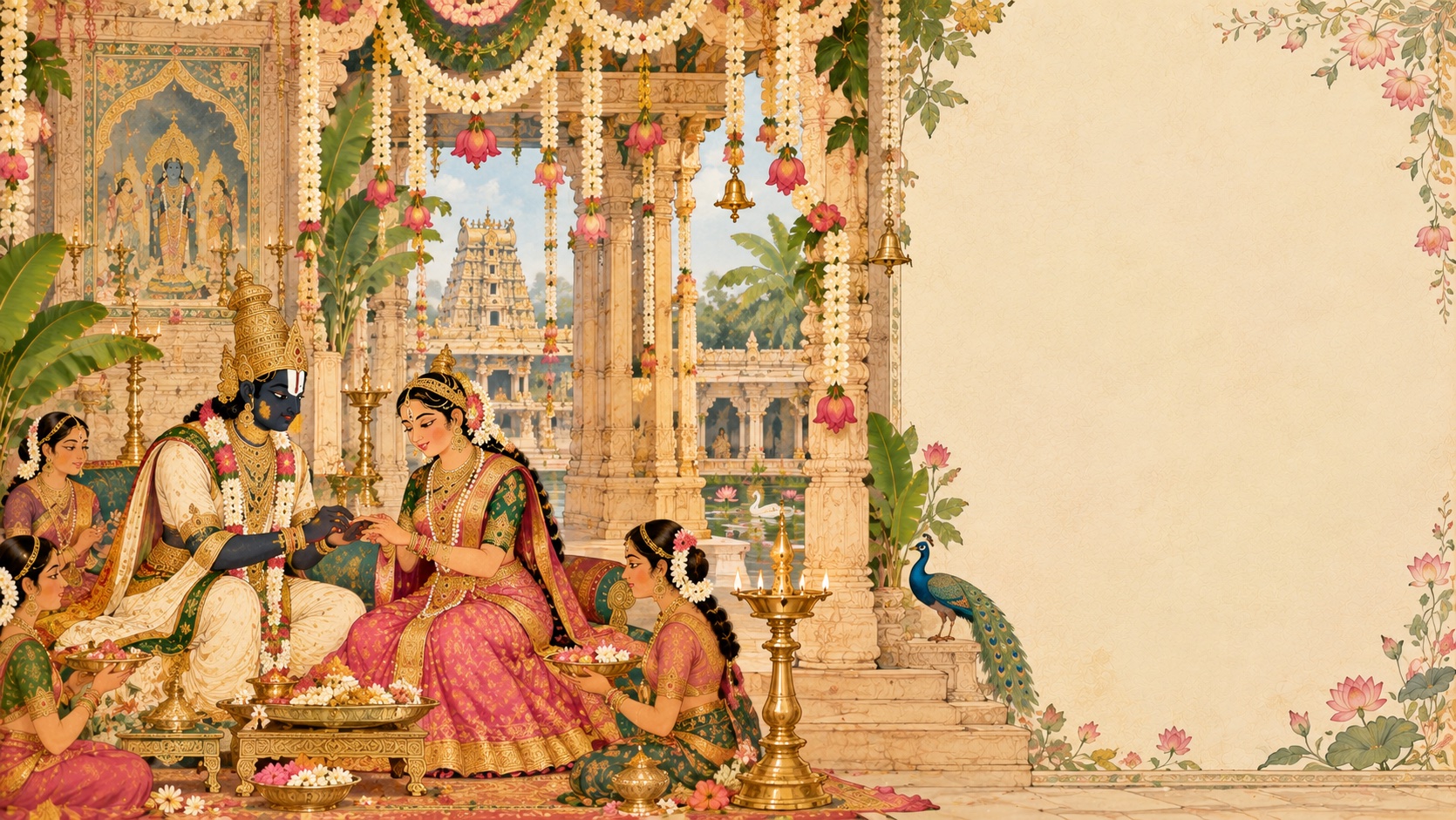 Srinivasa placing the ring on Padmavathi’s finger